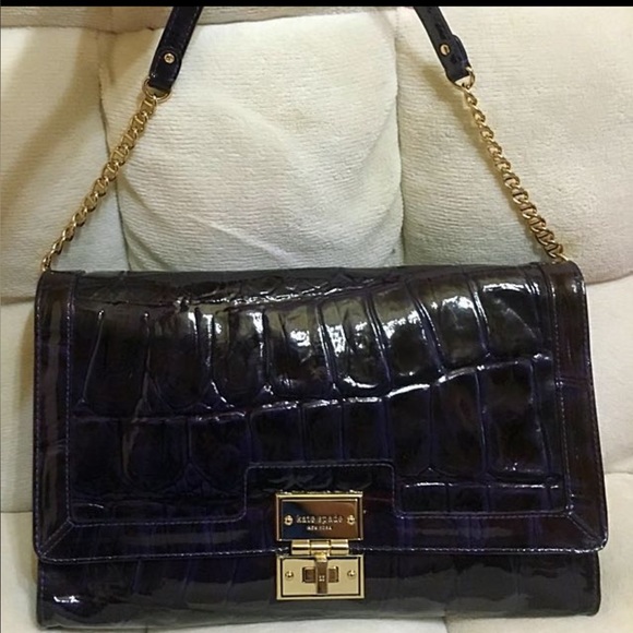 Gorgeous EUC croc embossed Kate Spade crossbody in eggplant - Picture 1 of 10